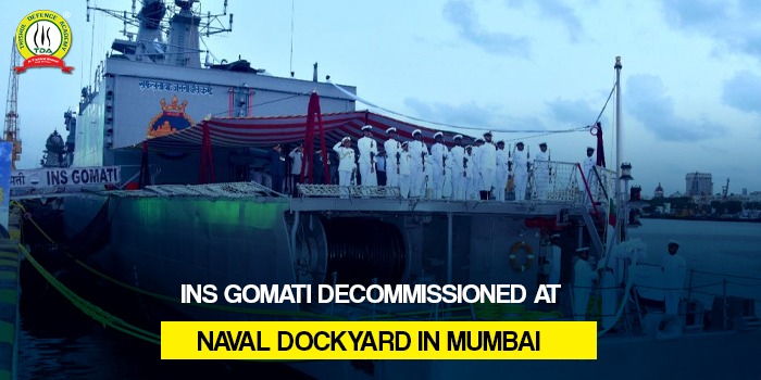 INS Gomati was decommissioned at the Naval Dockyard under the command of Captain Sudip Malik. INS Gomati derives her name from the vibrant river Gomti and was commissioned on 16 April 1988 by then Defence Minister, KC Pant, at Mazgaon Dock Ltd, Bombay. The third ship of the Godavari class guided-missile frigates, INS Gomati was also the oldest warrior of the western fleet when decommissioned.