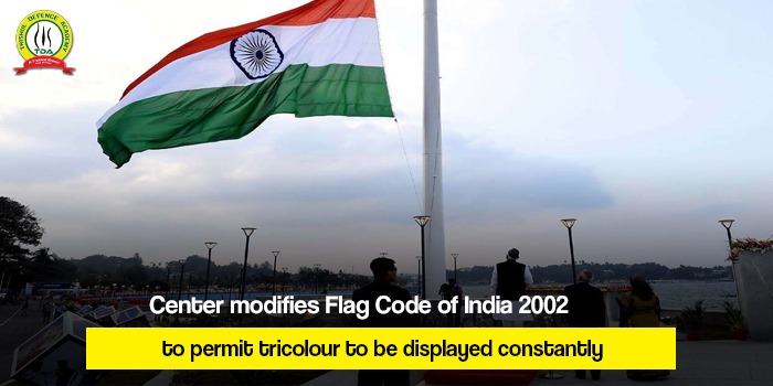 Center modifies Flag Code of India 2002 to permit tricolour to be displayed constantly