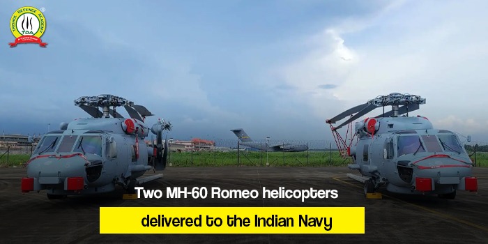Two MH-60 Romeo helicopters delivered to the Indian Navy