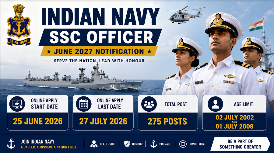 Indian Navy SSC Officer June 2027 Notification Out